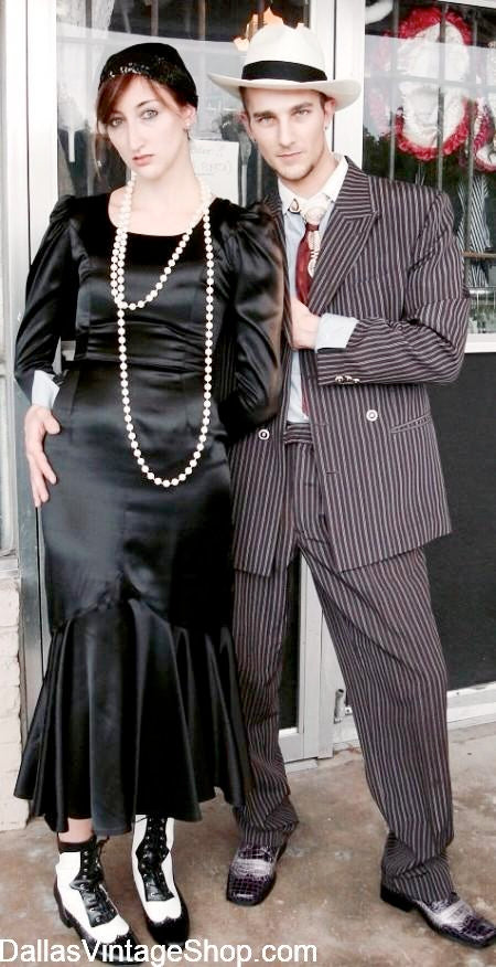 Men’s Brown Pinstripe Bonnie and Clyde Costume Suit – Vintage Gangster 1920s Outfit for Party, Halloween and Themed Events