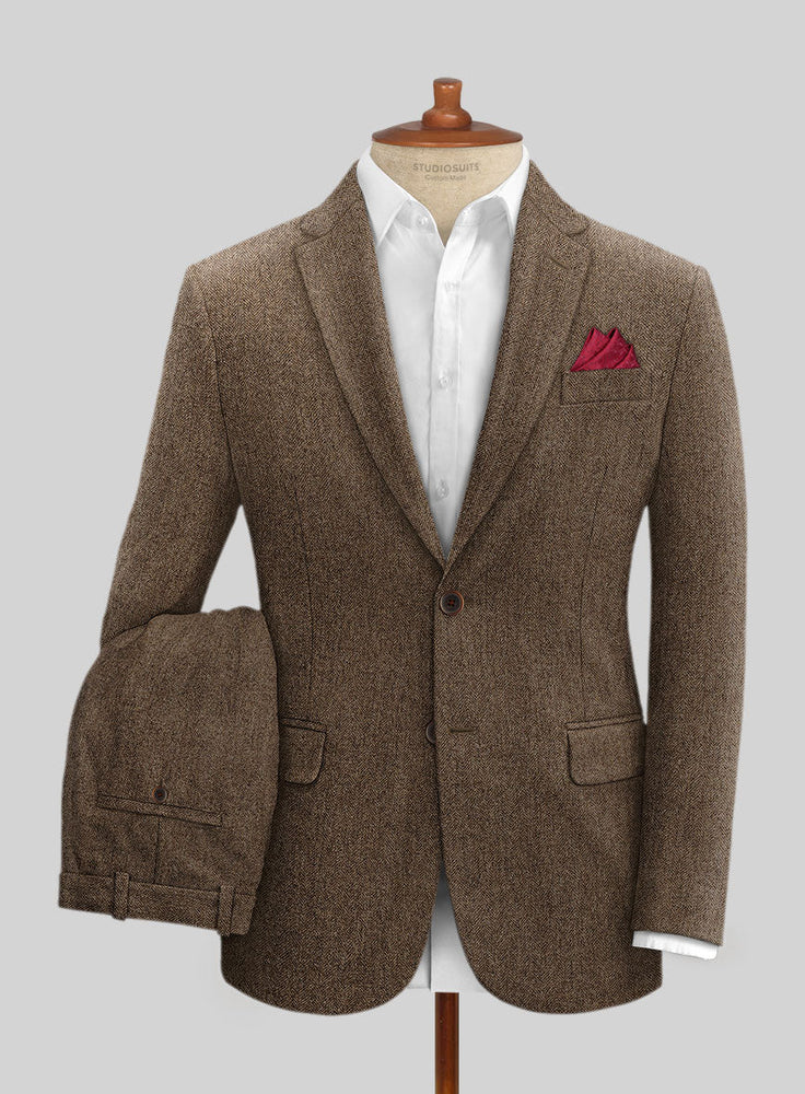 Men’s Brown Herringbone Tweed Groom Suit – Country Wedding & Rustic Wedding Suit