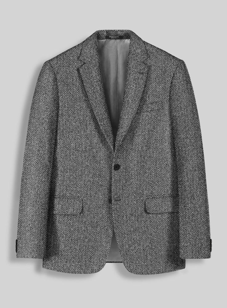 Men’s Grey Herringbone Winter Cowboy Blazer – Western Sport Coat Jacket
