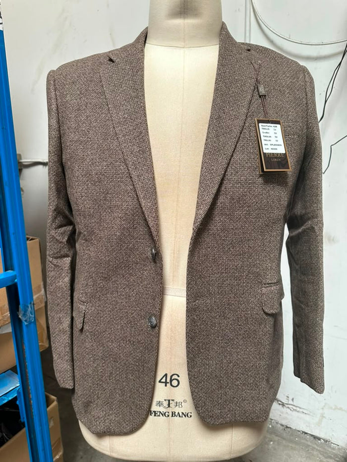Men’s Light Brown Western Blazer – Textured Tweed Herringbone Cowboy Sport Coat for Rodeo, Country Taupe Dark Tan Color Wool Fabric