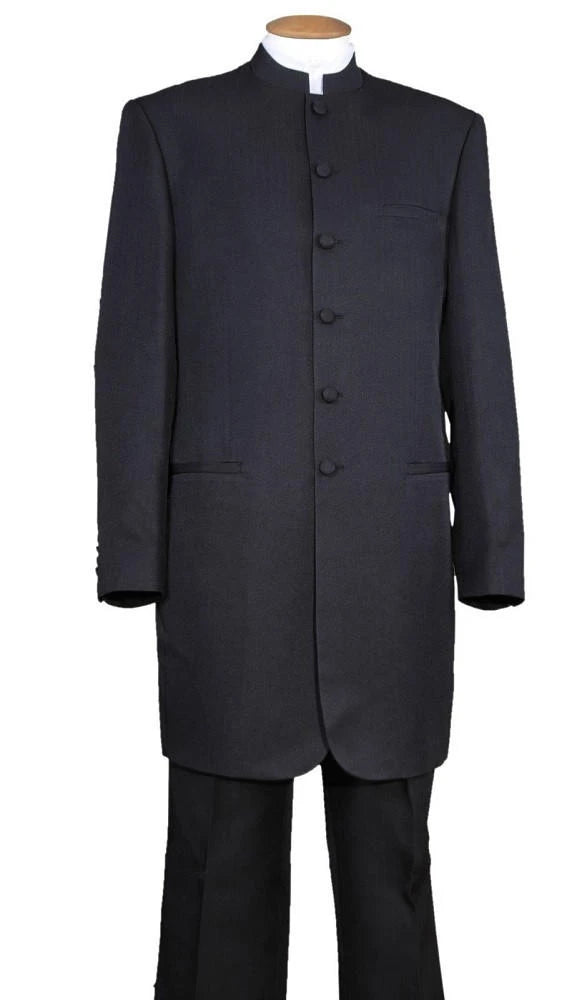 Men’s Black Mandarin Collar Suit – Matrix Neo Inspired Long Jacket & Pants Formal Suit