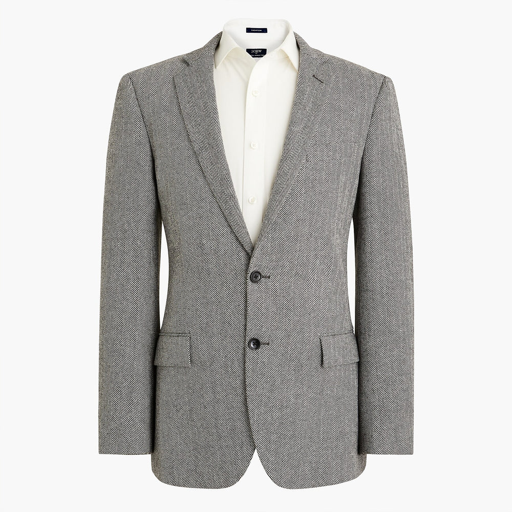 Men’s Light Grey & Black Herringbone Western Blazer – Cowboy Sport Coat Jacket