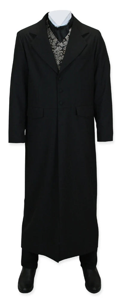 Men’s Matrix Neo Inspired Black Wool Duster Coat – Long Gothic Victorian Full Length Overcoat