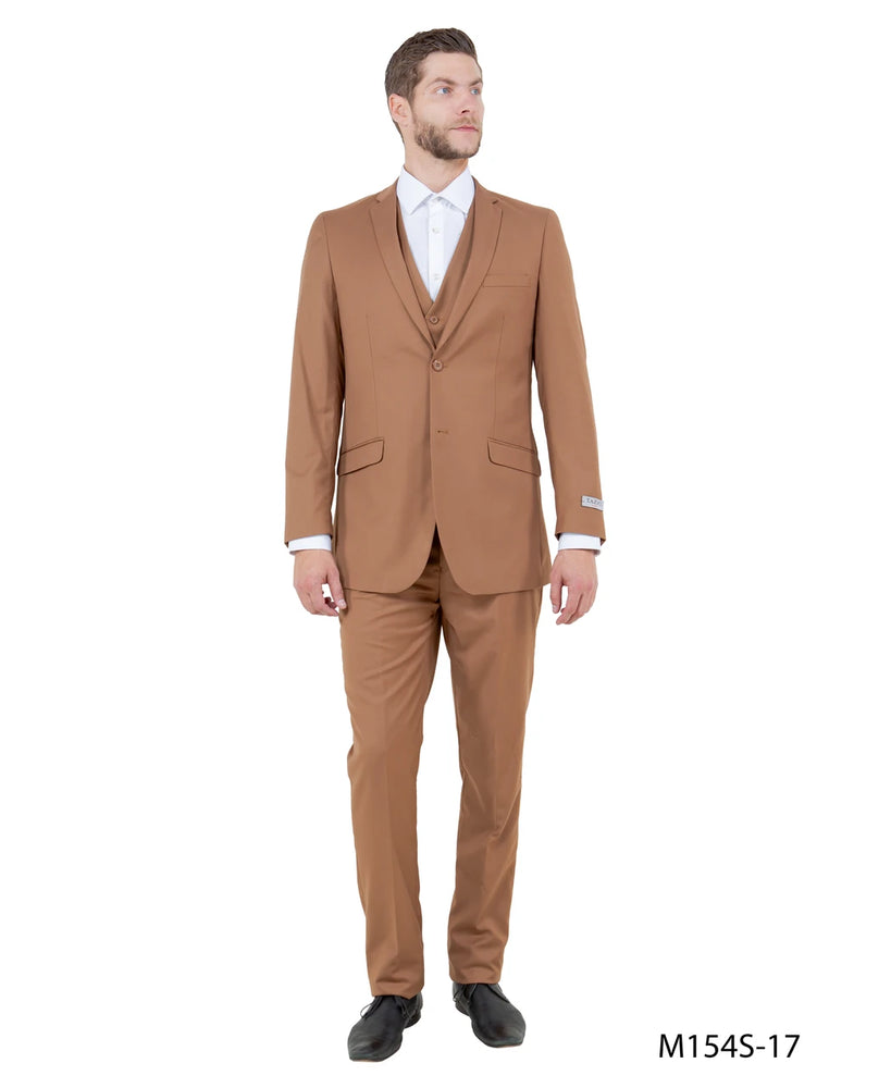 Mens Camel Brown Copper Western 3 Piece Suit – Classic Country Style Blazer Vest Pants Set, Formal Cowboy Suit Outfit