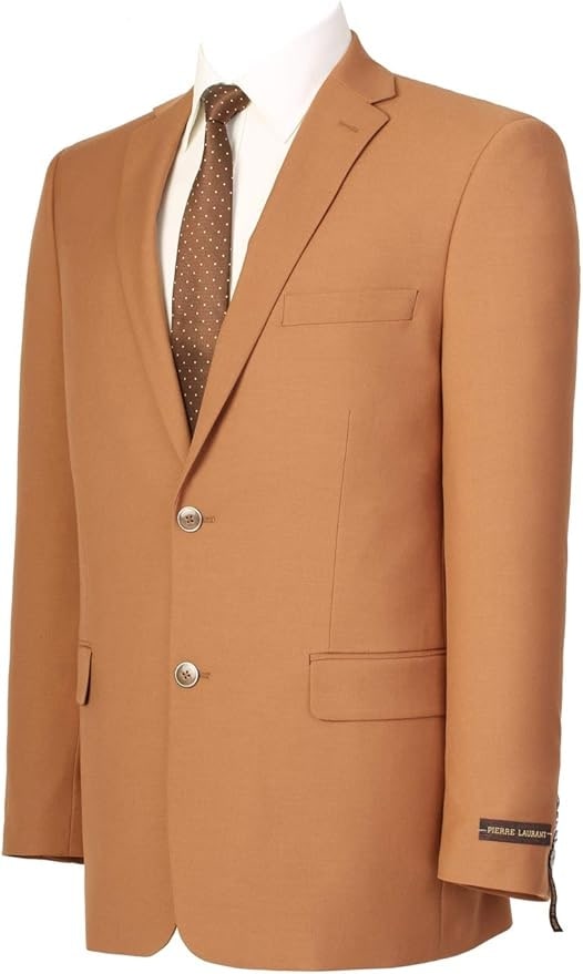 Mens Camel Brown Rustish Two-Button Classic Fit Sport Coat – Modern Blazer for Business and Special Occasions