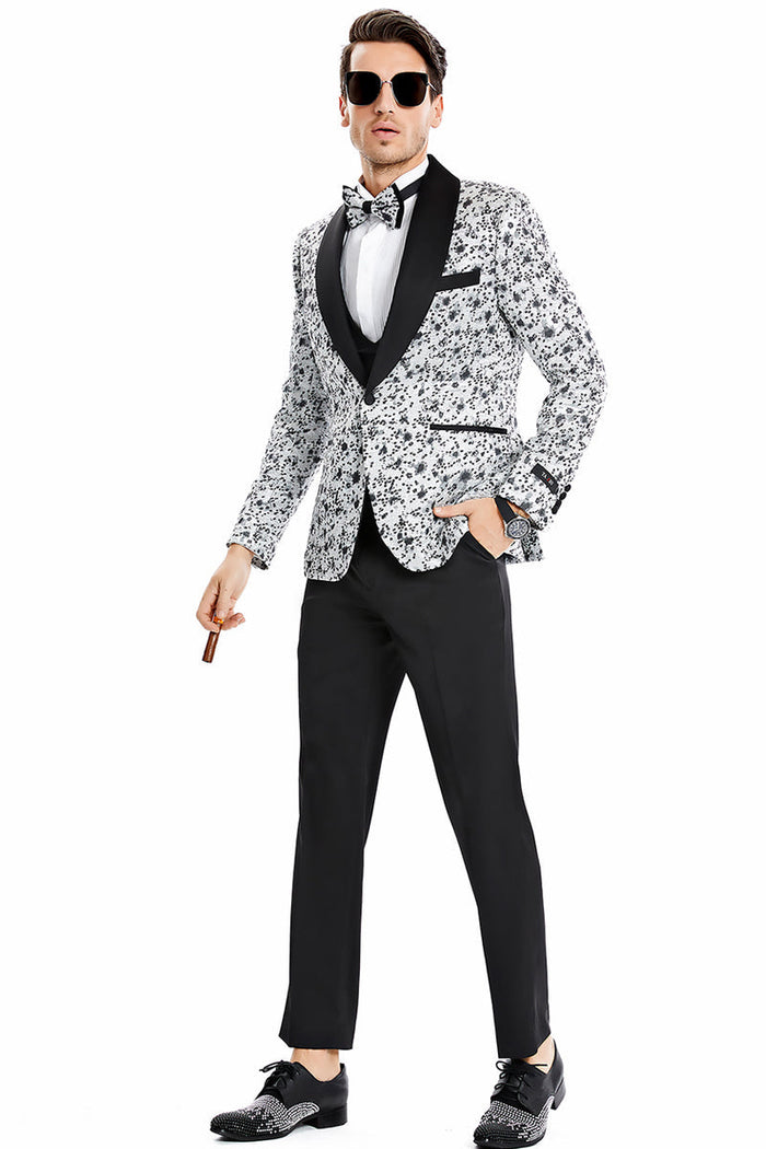Men's Silver Grey Vintage Vested Tuxedo