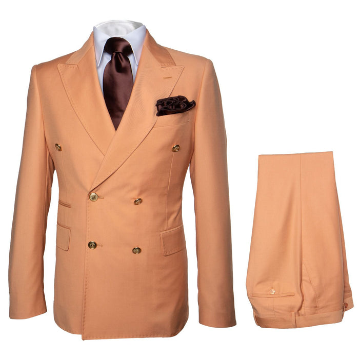 Peach Royale Double-Breasted 3-Piece Luxury Suit by Rossiman