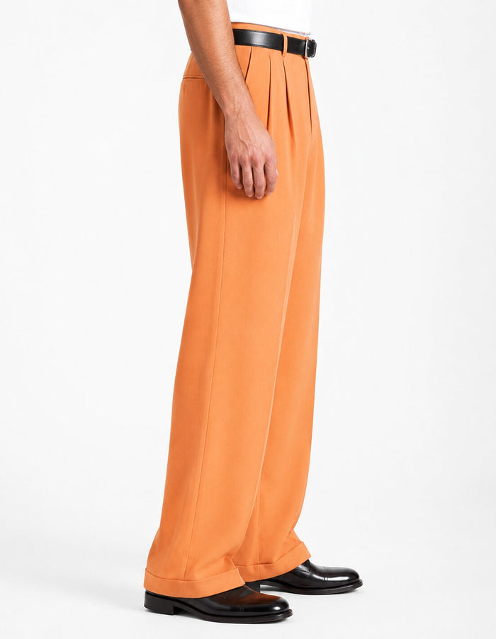 Daniel Men's Stylish Wide Leg Pants Peach ~ Light Orangish ~ Light Rust Men's Wide Leg Trousers - Cheap Priced Dress Slacks For Men On Sale