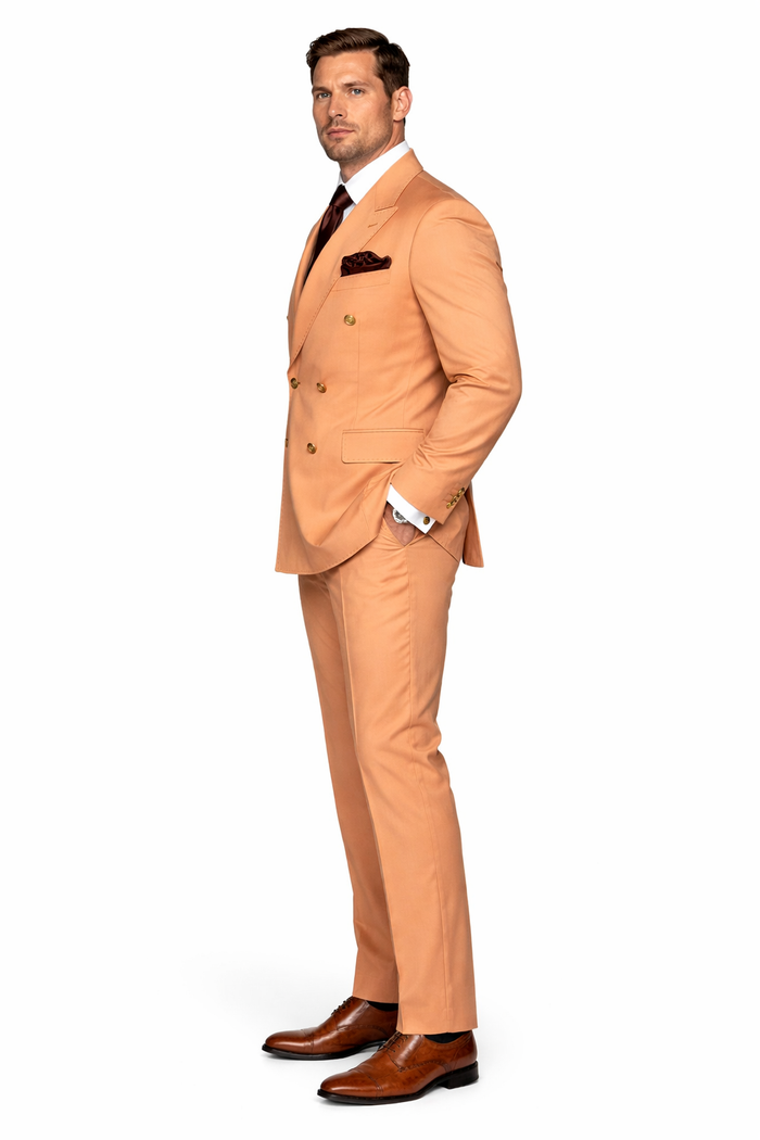 Peach Royale Double-Breasted 3-Piece Luxury Suit by Rossiman