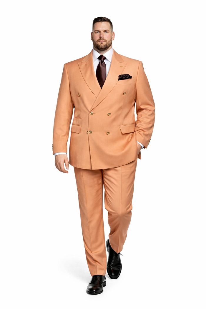 Peach Royale Double-Breasted 3-Piece Luxury Suit by Rossiman