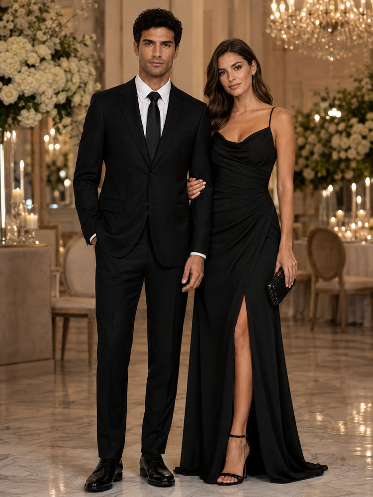 Peak Lapel Suit Black