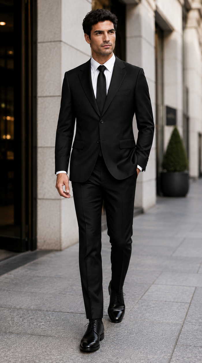 Peak Lapel Suit Black