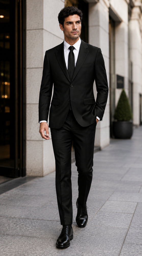 Peak Lapel Suit Black