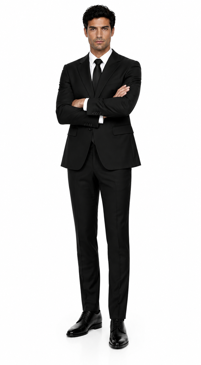 Peak Lapel Suit Black