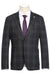 "Pelago Grey-Black Windowpane Plaid Blazer: Slim-Fit, Half-Canvas, Cotton Summer Style" - Elegant Mensattire
