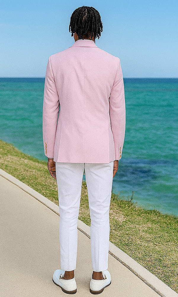 Pink and White Suit With White Pants - Plus Free Matching Bowtie