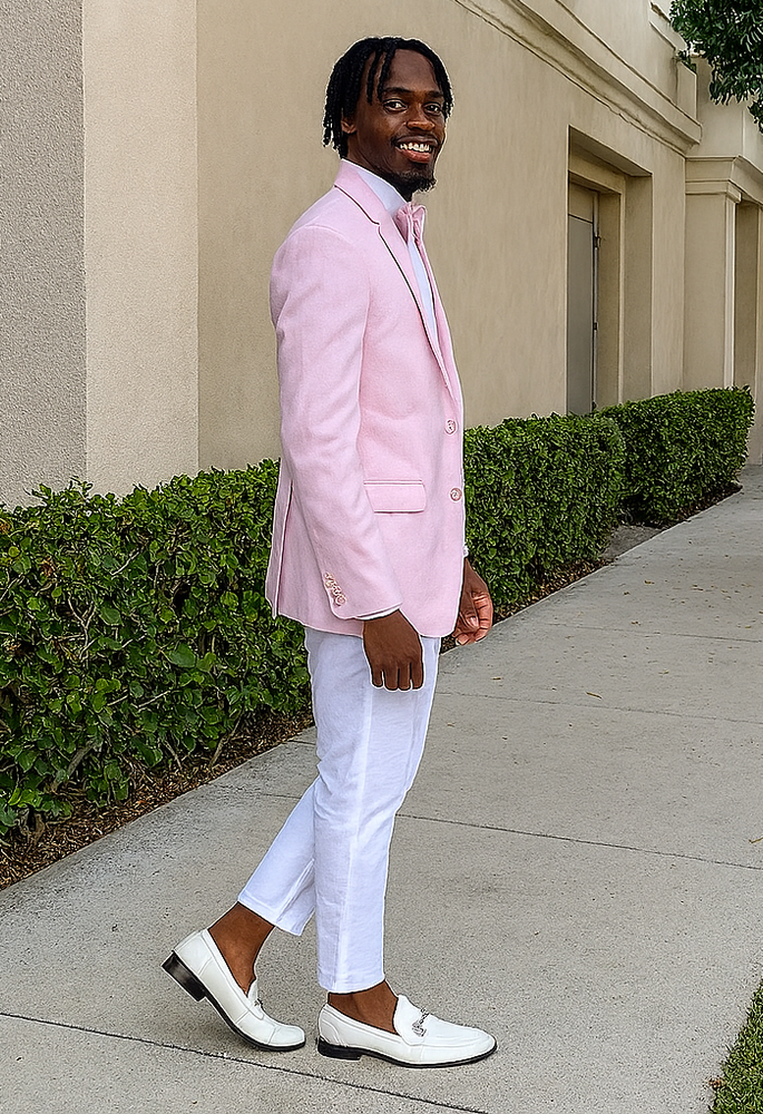 Pink and White Suit With White Pants - Plus Free Matching Bowtie