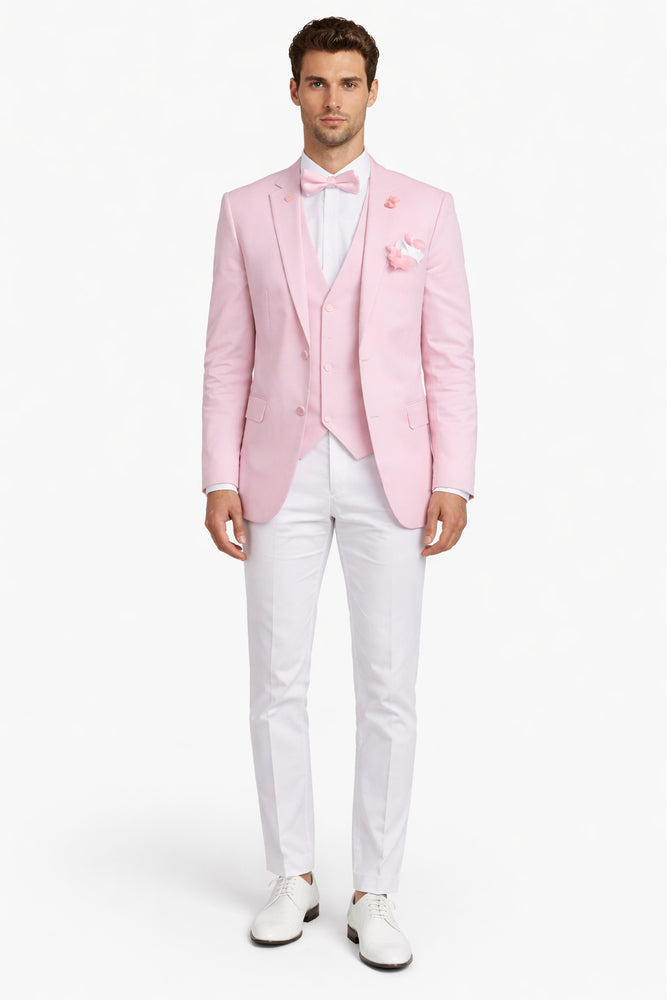 Pink and White Suit With White Pants - Plus Free Matching Bowtie