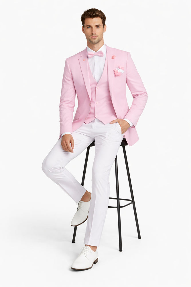 Pink and White Suit With White Pants - Plus Free Matching Bowtie