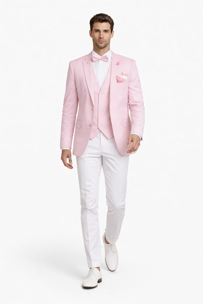 Pink and White Suit With White Pants - Plus Free Matching Bowtie