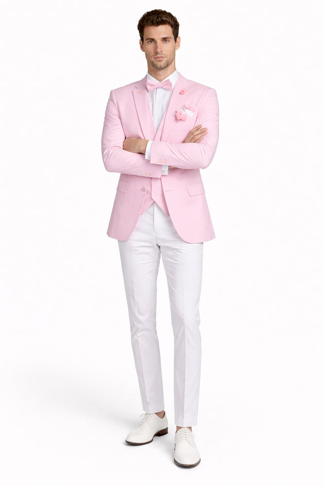 Pink and White Suit With White Pants - Plus Free Matching Bowtie
