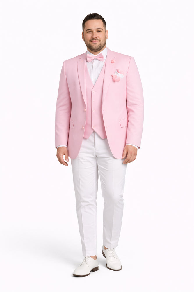 Pink and White Suit With White Pants - Plus Free Matching Bowtie
