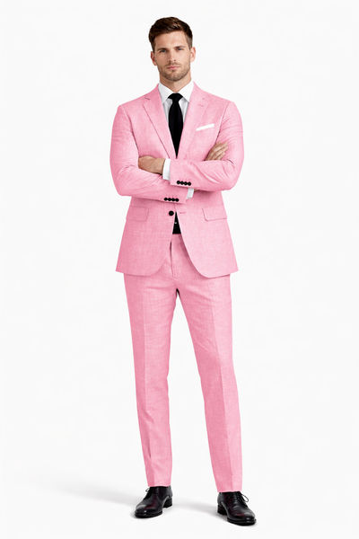 Pink Big and Tall Linen Suit