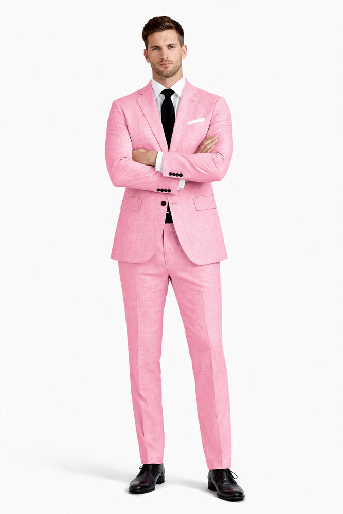 Pink Big and Tall Linen Suit
