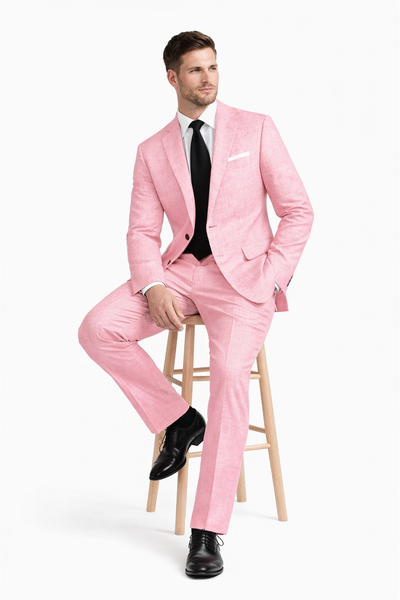 Pink Big and Tall Linen Suit