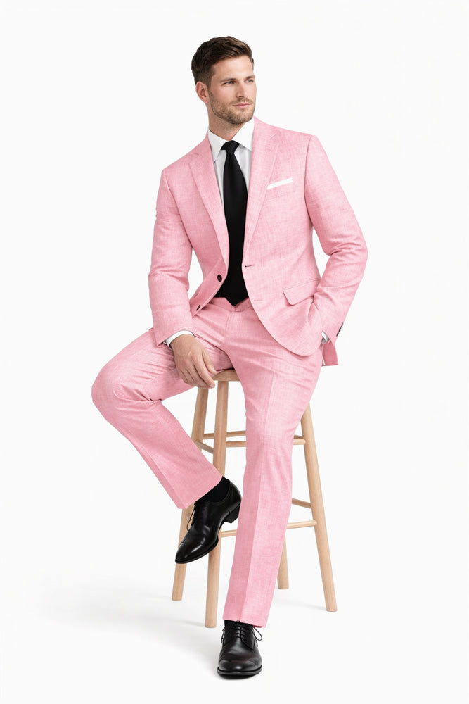 Pink Big and Tall Linen Suit