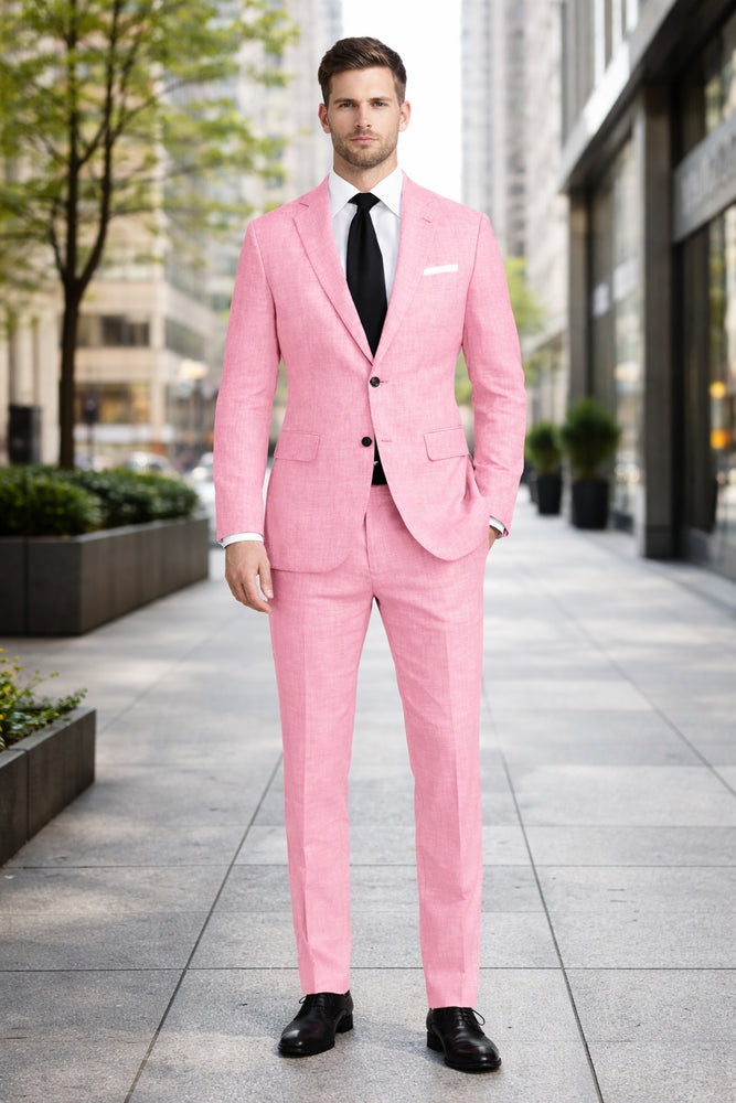 Pink Big and Tall Linen Suit