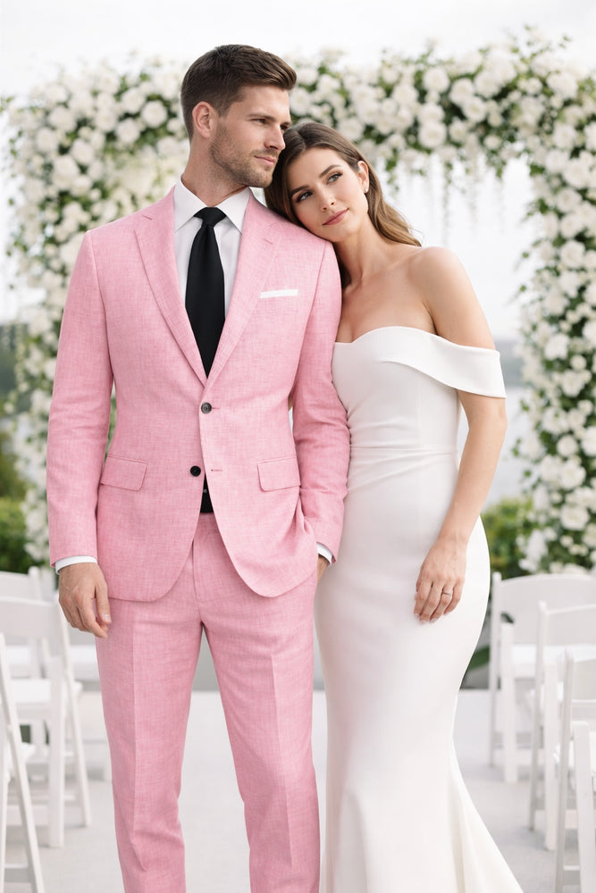 Pink Big and Tall Linen Suit