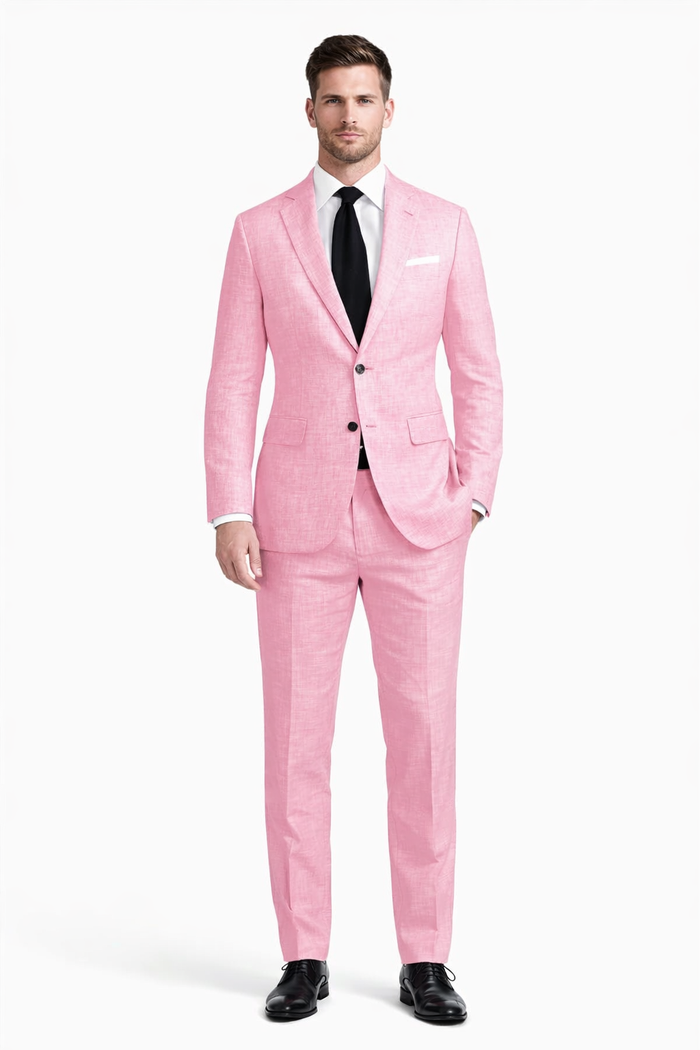 Pink Big and Tall Linen Suit