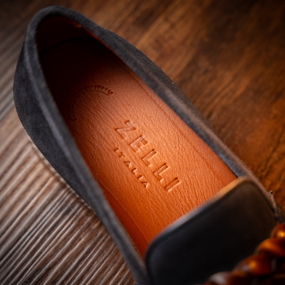Zelli Pisa Italian Suede Braided Loafer Navy (16-696-NVY)