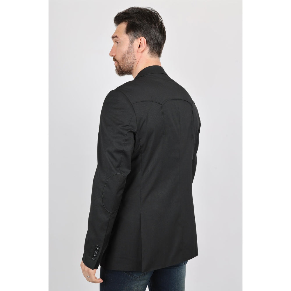 Platini Black Western-Style Sport Coat for Men with Elbow Patches