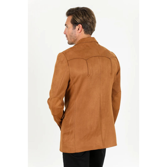 Platini Camel Faux Suede Blazer – Double Button Style for Men