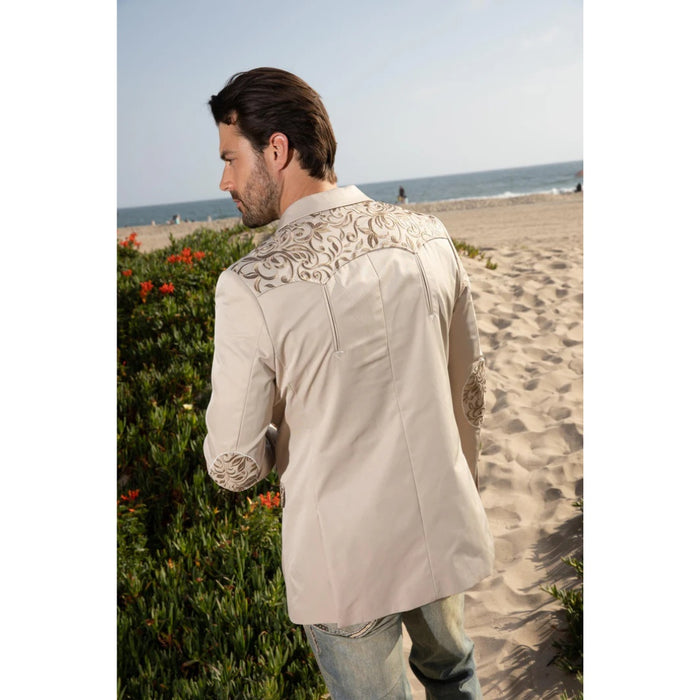 Platini Men’s Beige Embroidered Fashion Blazer