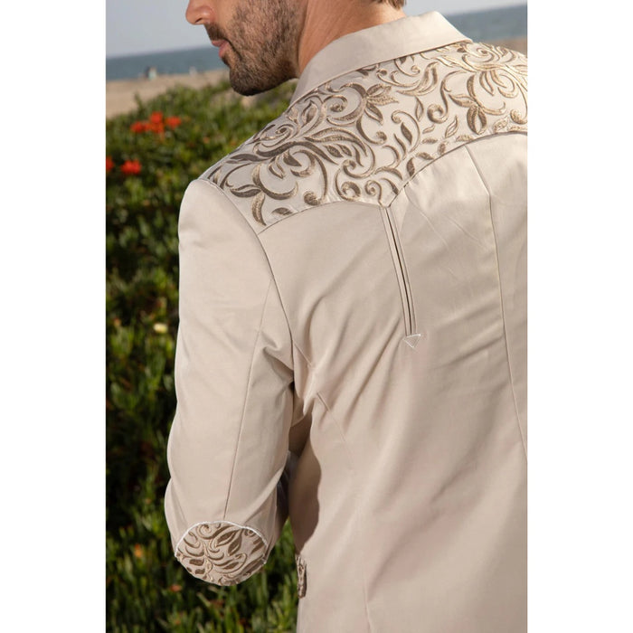 Platini Men’s Beige Embroidered Fashion Blazer