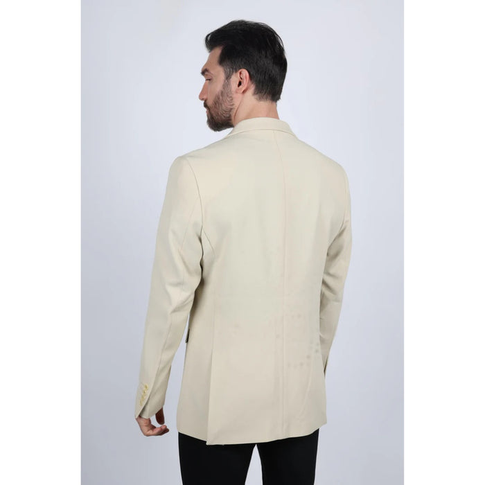 Platini Men’s Beige Modern Fit Stretch Blazer – Date Night Style