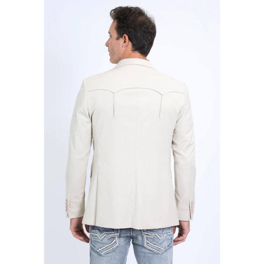 Platini Men’s Beige Western Blazer with Double Button Closure