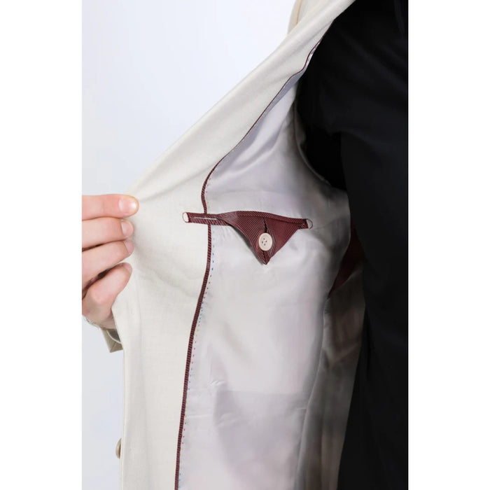 Platini Men’s Beige Western Blazer with Double Button Closure