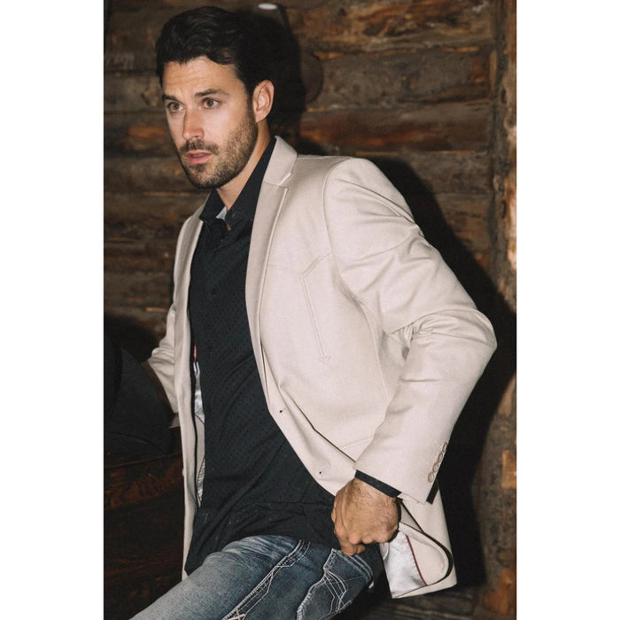 Platini Men’s Beige Western Blazer with Double Button Closure