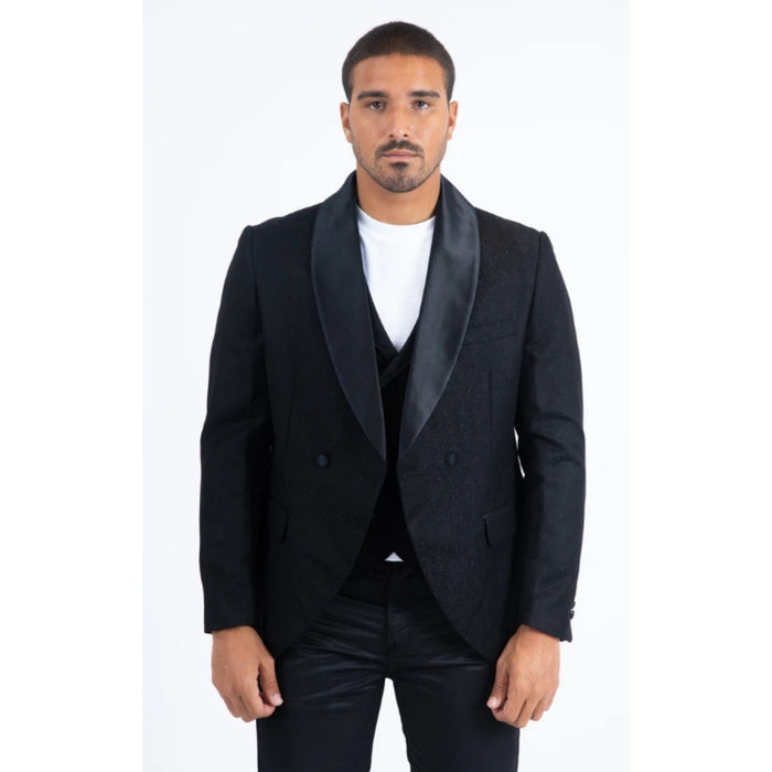 Platini Men’s Black Fashion Blazer with Matching Vest