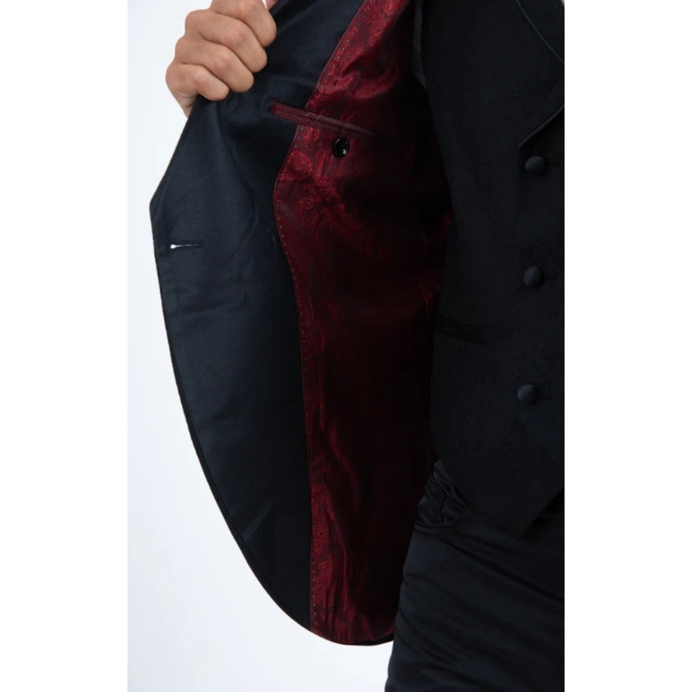 Platini Men’s Black Fashion Blazer with Matching Vest