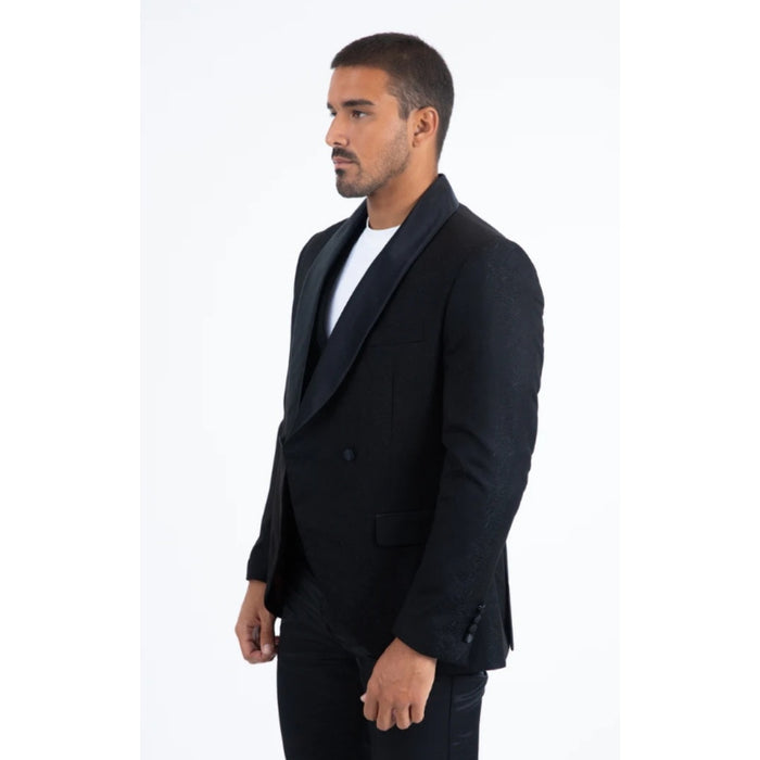 Platini Men’s Black Fashion Blazer with Matching Vest