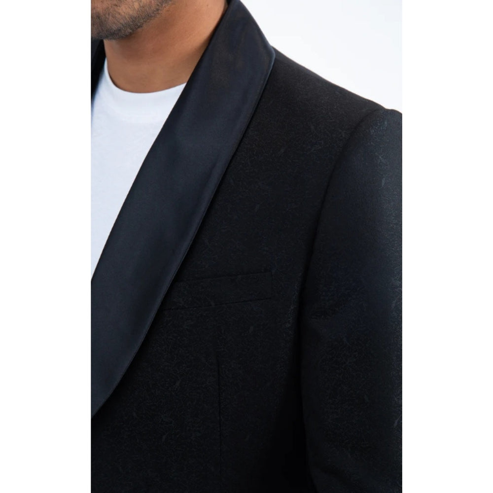 Platini Men’s Black Fashion Blazer with Matching Vest