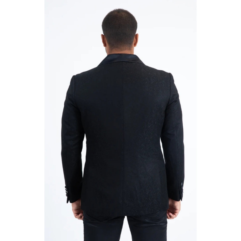 Platini Men’s Black Fashion Blazer with Matching Vest