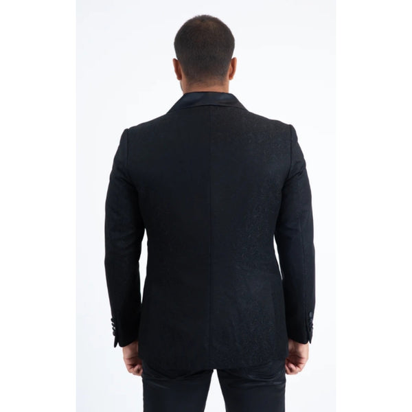 Platini Men’s Black Fashion Blazer with Matching Vest
