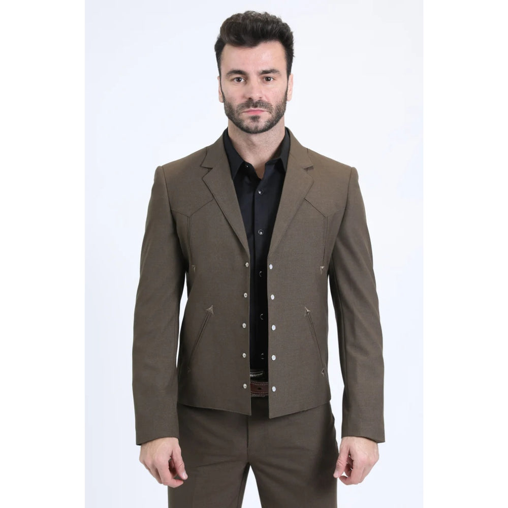 Platini Men’s Brown Western-Inspired Sport Suit