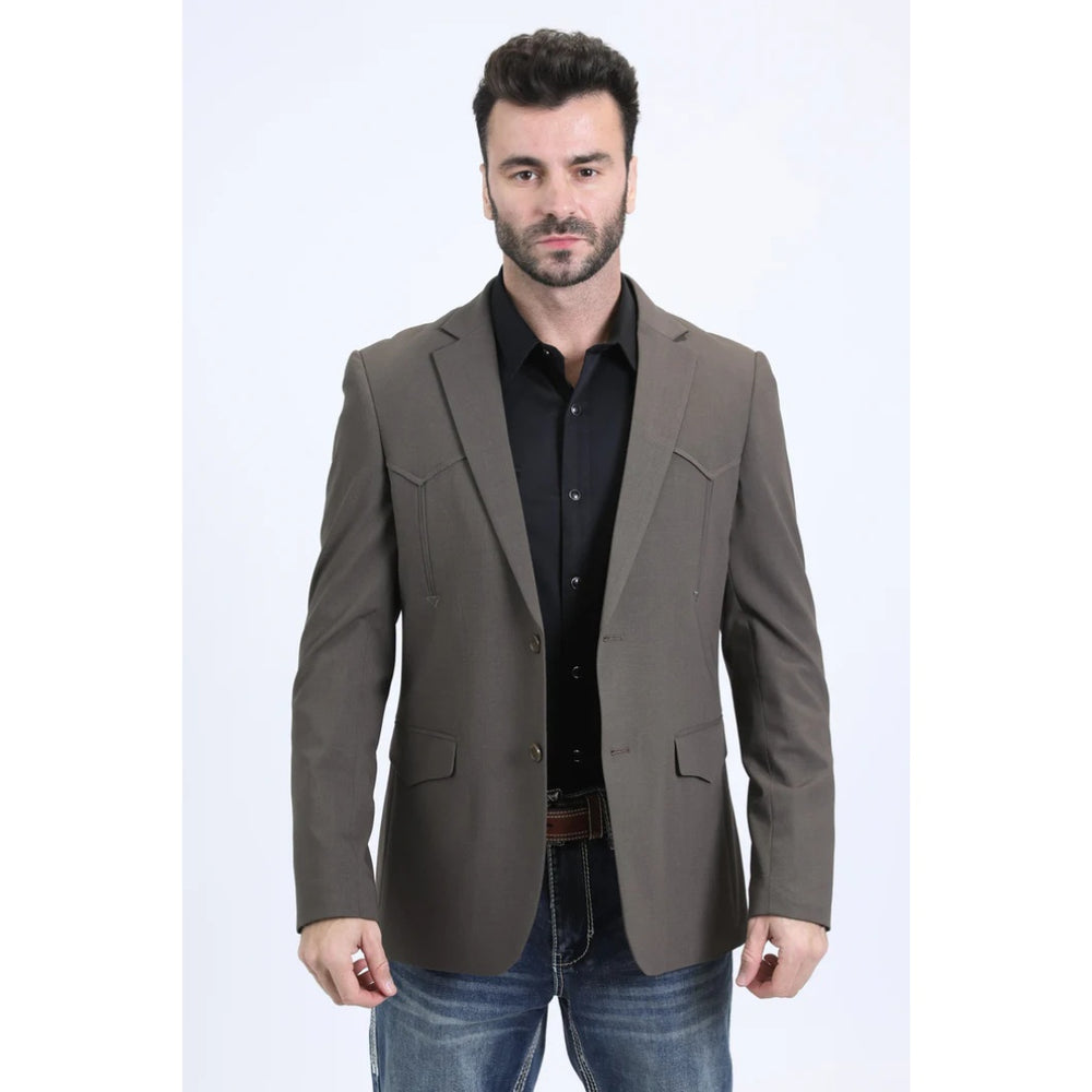 Platini Men’s Double-Breasted Western Blazer in Dark Brown